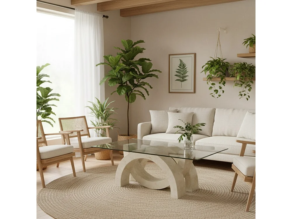 Connectio, Tavolino da salotto Beige (70cm X 120cm H. 41cm)| Duzzle