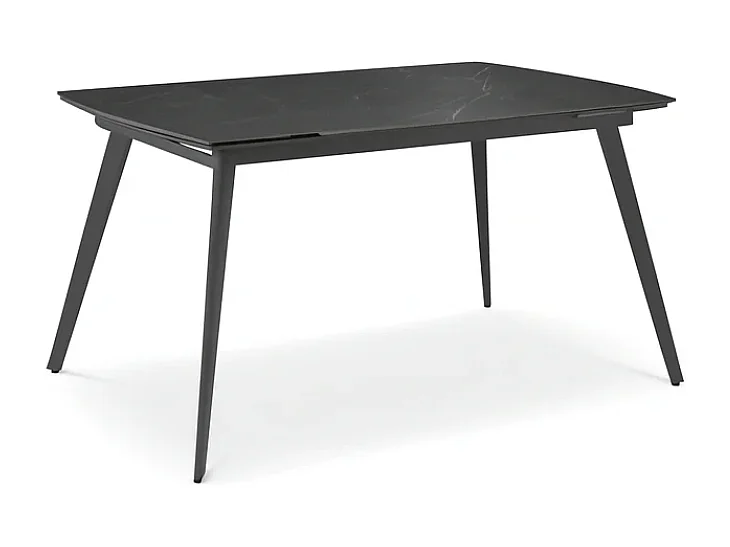 George, Tavolo allungabile con top in ceramica su vetro Marmo nero (90cm X 140/170/200cm H. 76cm)