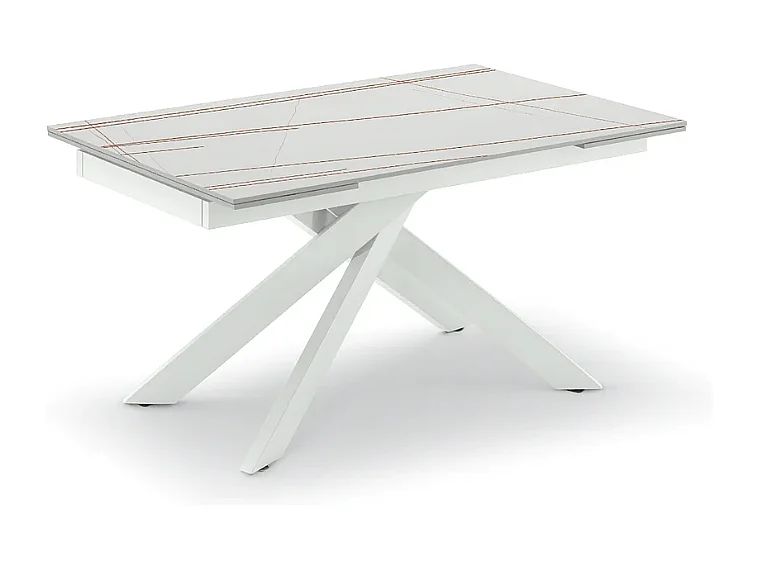 Nexus, Tavolo allungabile con top in ceramica bianco (80cm X 140/200cm H. 76cm)