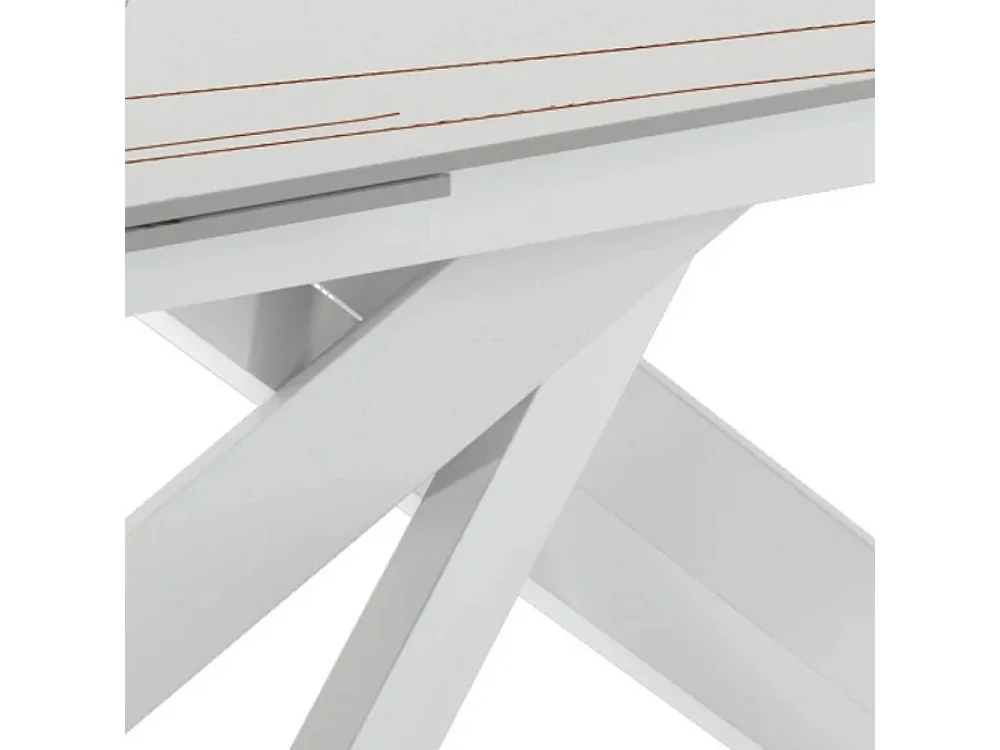 Nexus, Tavolo allungabile con top in ceramica bianco (80cm X 140/200cm H. 76cm)
