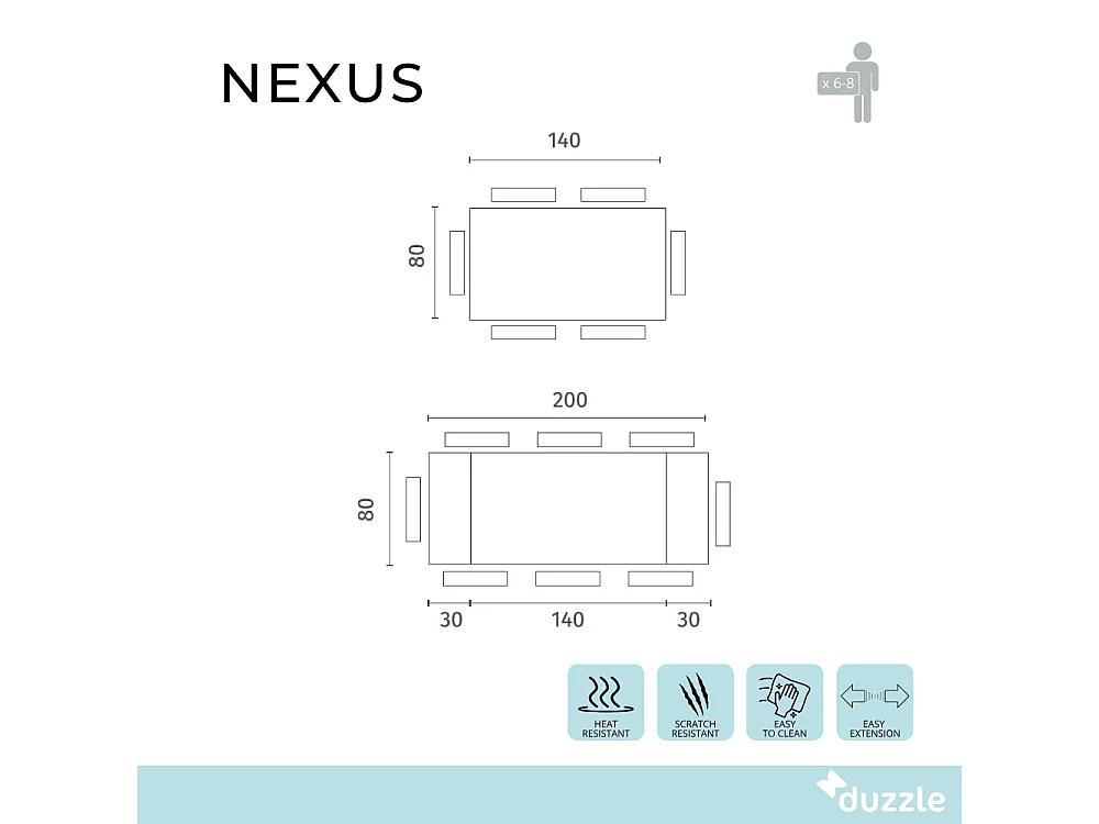 Nexus, Tavolo allungabile con top in ceramica bianco (80cm X 140/200cm H. 76cm)
