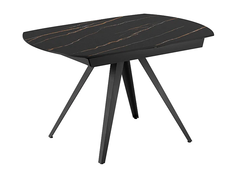 Glide,  Tavolo allungabile con top in ceramica con gambe in metallo verniciato. Allunghe interne in ceramica. (90cm X 120-180cm H. 75cm)| Duzzle