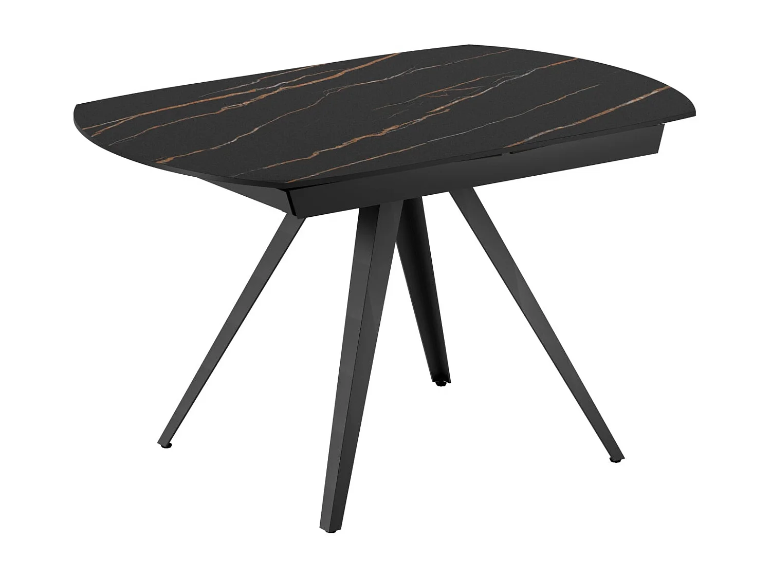 Glide,  Tavolo allungabile con top in ceramica con gambe in metallo verniciato. Allunghe interne in ceramica. (90cm X 120-180cm H. 75cm)| Duzzle