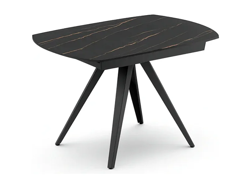 Tavolo da pranzo allungabile in ceramica effetto marmo portoro Glide 120-180x90 cm fino a 8 posti | Duzzle