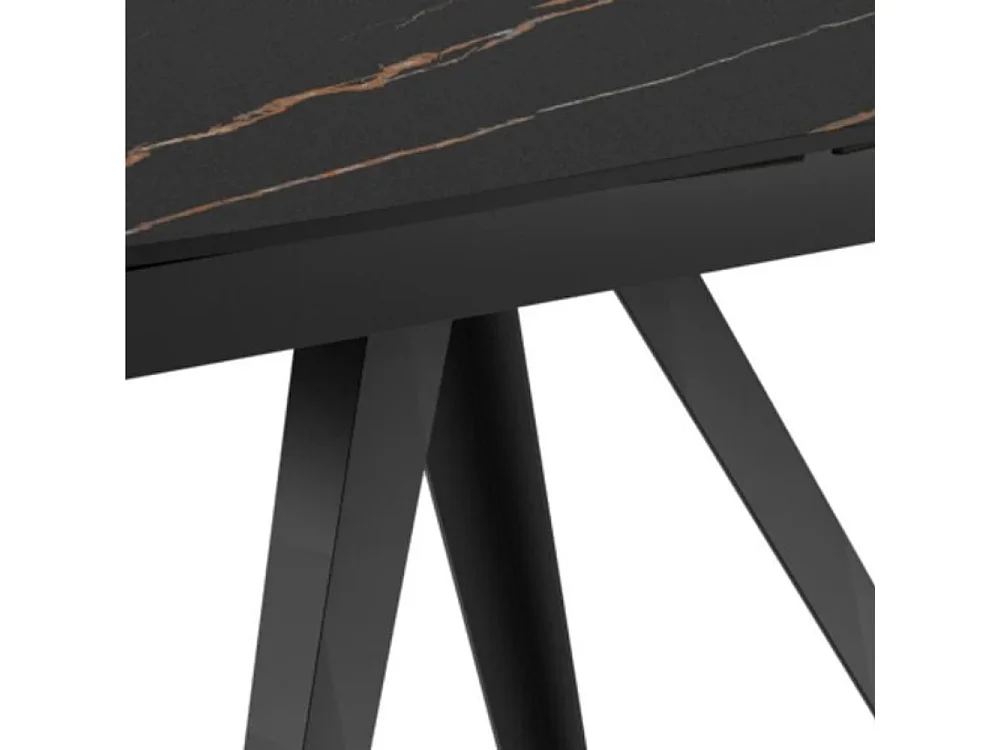 Tavolo da pranzo allungabile in ceramica effetto marmo portoro Glide 120-180x90 cm fino a 8 posti | Duzzle