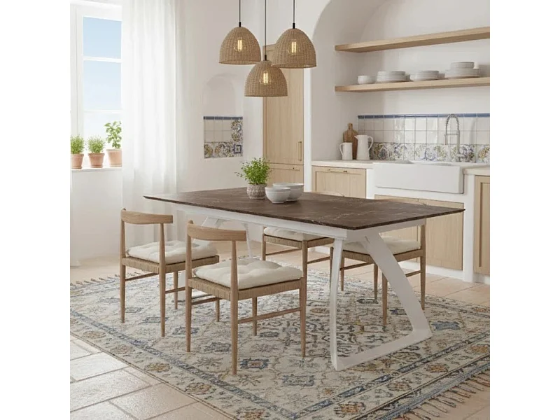 Grayson, Tavolo allungabile con top in HPL su MDF Ruggine (90cm X 170/270cm H. 76cm)