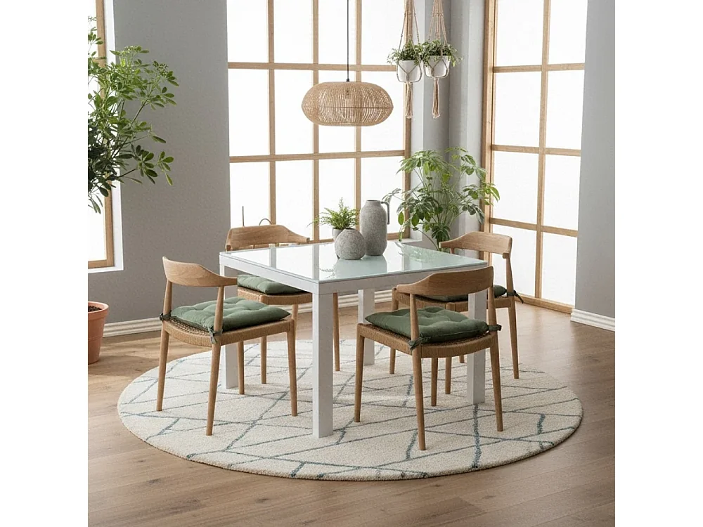 Tavolo da pranzo allungabile in vetro temperato bianco Bryant 90-163,5x90 cm fino a 8 posti | Duzzle