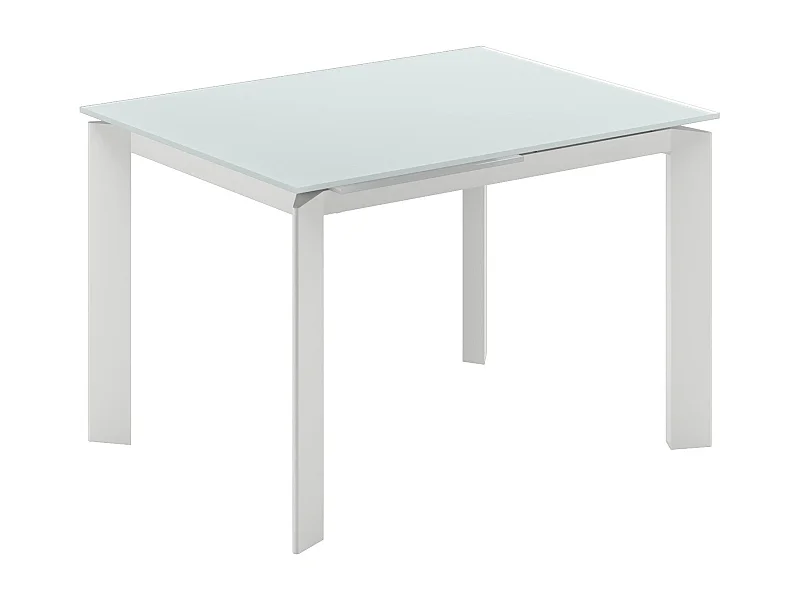 Function,  Tavolo allungabile con top in vetro con gambe in metallo verniciato. Allunghe interne. (80cm X 120-170cm H. 75cm)| Duzzle