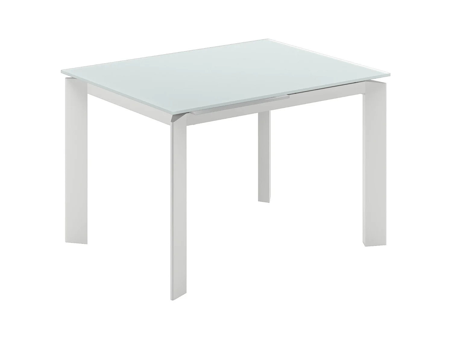 Function,  Tavolo allungabile con top in vetro con gambe in metallo verniciato. Allunghe interne. (80cm X 120-170cm H. 75cm)| Duzzle