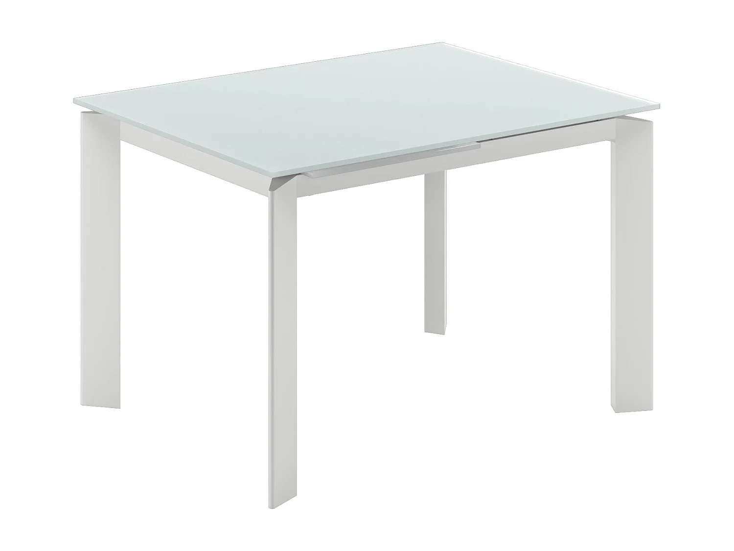 Function,  Tavolo allungabile con top in vetro con gambe in metallo verniciato. Allunghe interne. (80cm X 120-170cm H. 75cm)| Duzzle