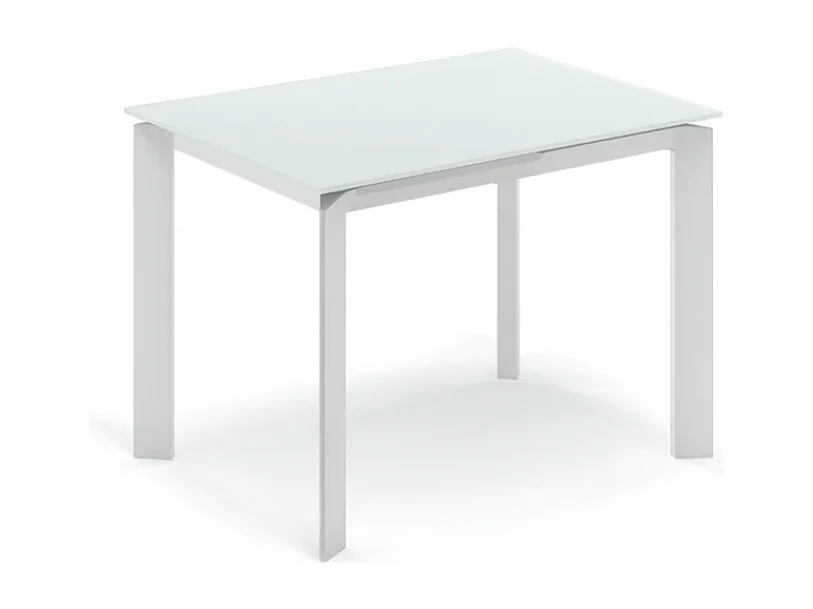 Function,  Tavolo allungabile con top in vetro Extra white (80cm X 120-170cm H. 75cm)