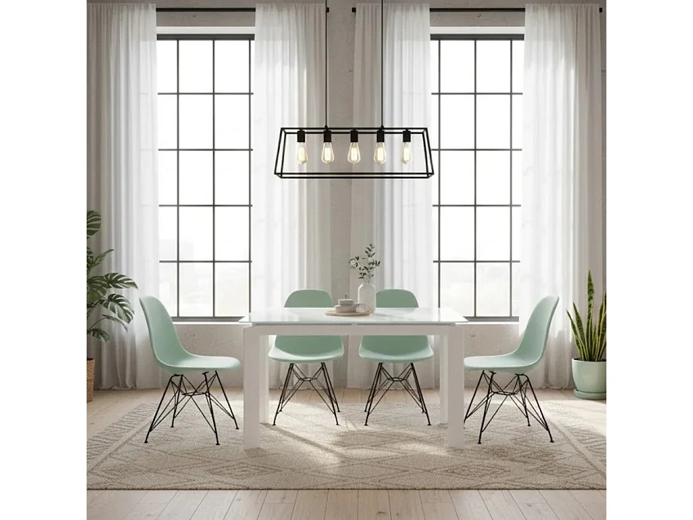 Function,  Tavolo allungabile con top in vetro Extra white (80cm X 120-170cm H. 75cm)