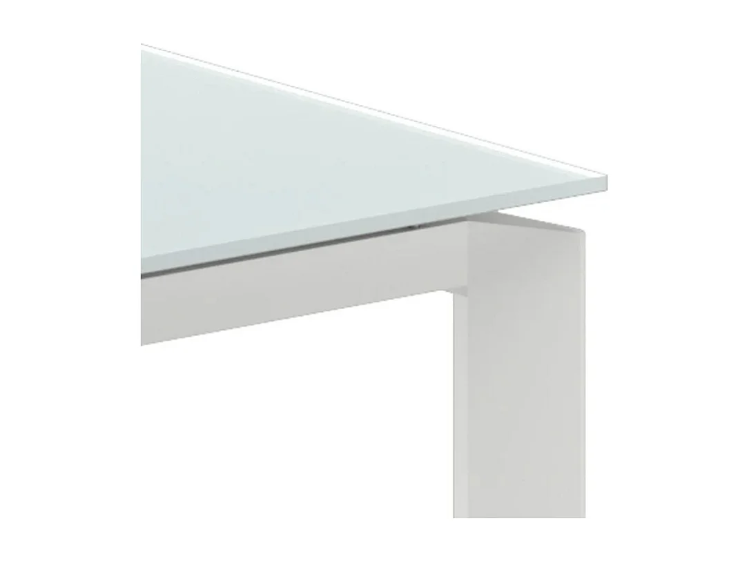 Function,  Tavolo allungabile con top in vetro Extra white (80cm X 120-170cm H. 75cm)