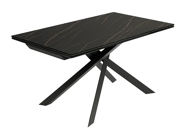 Tavolo da pranzo allungabile in ceramica su vetro effetto marmo portoro Axis 160-240x90 cm fino a 10 posti | Duzzle