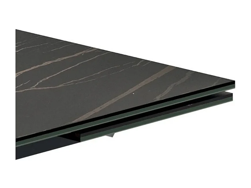 Tavolo da pranzo allungabile in ceramica su vetro effetto marmo portoro Axis 160-240x90 cm fino a 10 posti | Duzzle