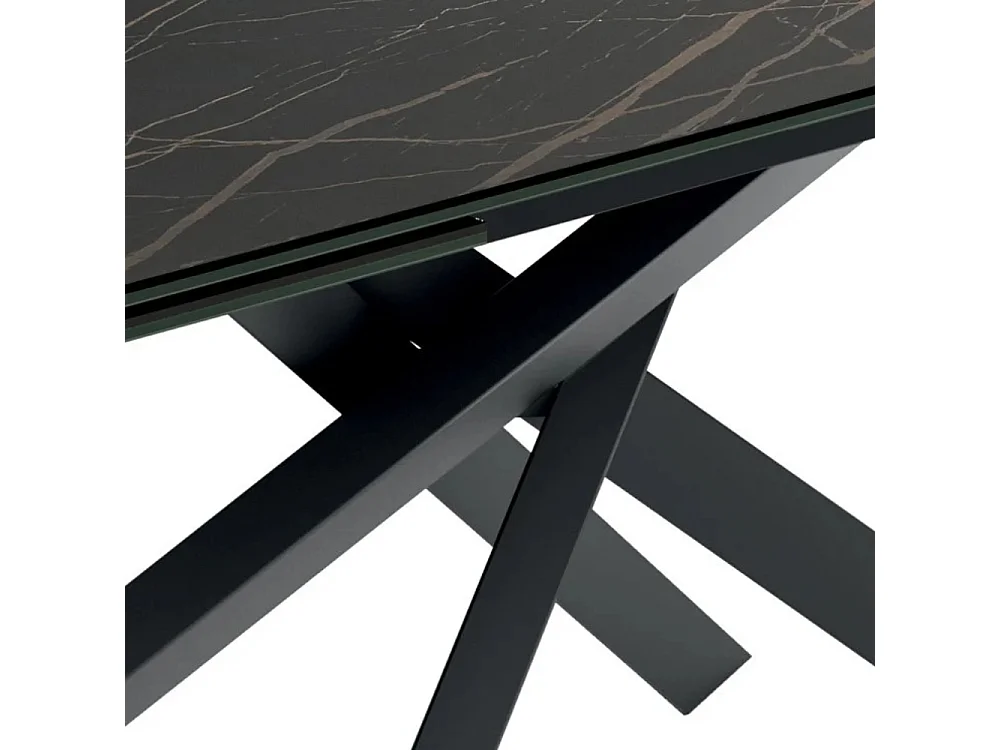 Tavolo da pranzo allungabile in ceramica su vetro effetto marmo portoro Axis 160-240x90 cm fino a 10 posti | Duzzle