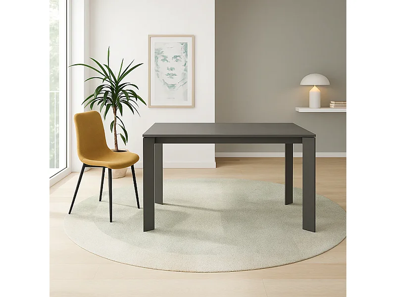 Task, Tavolo allungabile con top in ceramica Marmo grigio (80cm X 120-170cm H. 75cm)