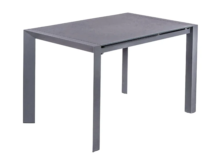 Linden,  Tavolo allungabile con top in vetro temperato Grigio (80cm X 122/182cm H. 76cm)