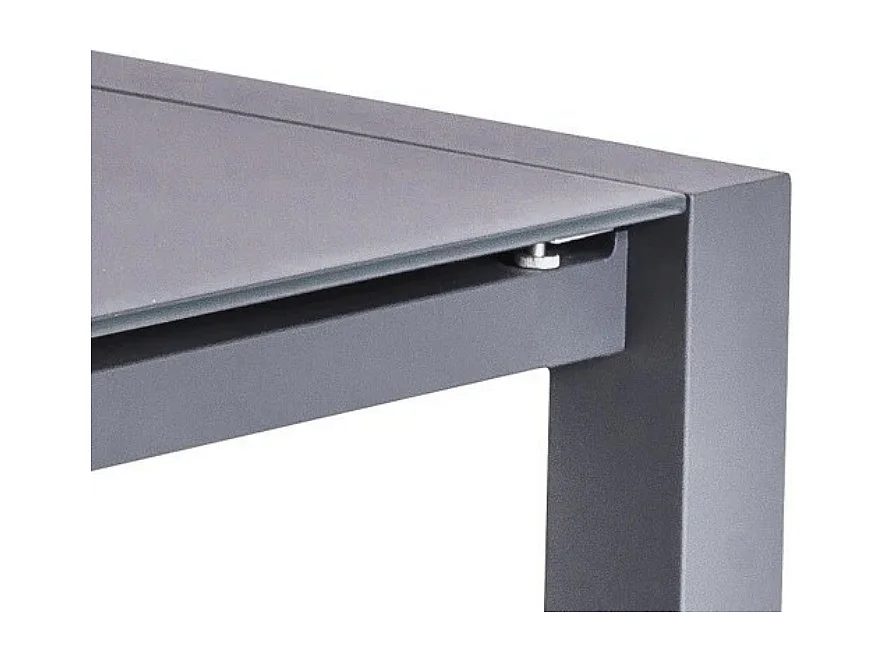 Linden,  Tavolo allungabile con top in vetro temperato Grigio (80cm X 122/182cm H. 76cm)