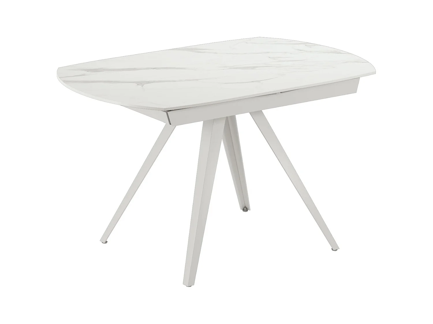 Glide,  Tavolo allungabile con top in ceramica con gambe in metallo verniciato. Allunghe interne in ceramica. (90cm X 120-180cm H. 75cm)| Duzzle