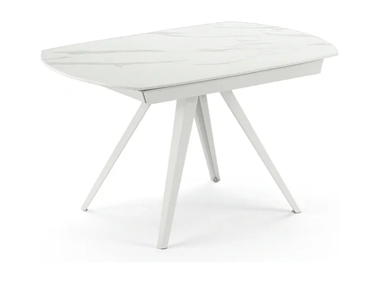 Tavolo da pranzo allungabile in ceramica effetto marmo bianco Glide 120-180x90 cm fino a 8 posti | Duzzle