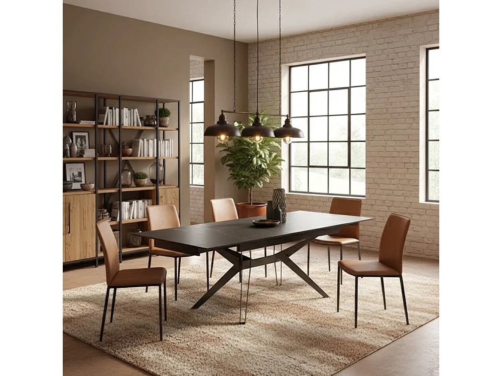 Tavolo da pranzo allungabile in ceramica effetto marmo grigio Iulius 160-240x90 cm fino a 10 posti | Duzzle