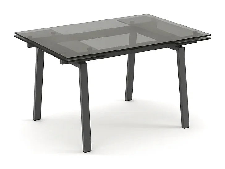 Tavolo da pranzo allungabile in vetro temperato con gambe grige Jackson 140-200x80 cm fino a 8 posti | Duzzle