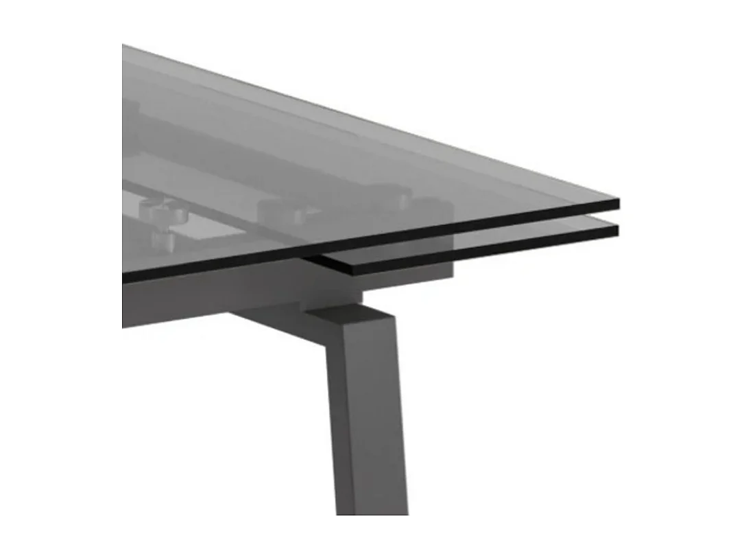 Tavolo da pranzo allungabile in vetro temperato con gambe grige Jackson 140-200x80 cm fino a 8 posti | Duzzle