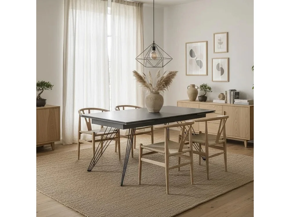 Tavolo da pranzo allungabile in ceramica grigio vintage Augustus 160-240x90 cm fino a 10 posti | Duzzle