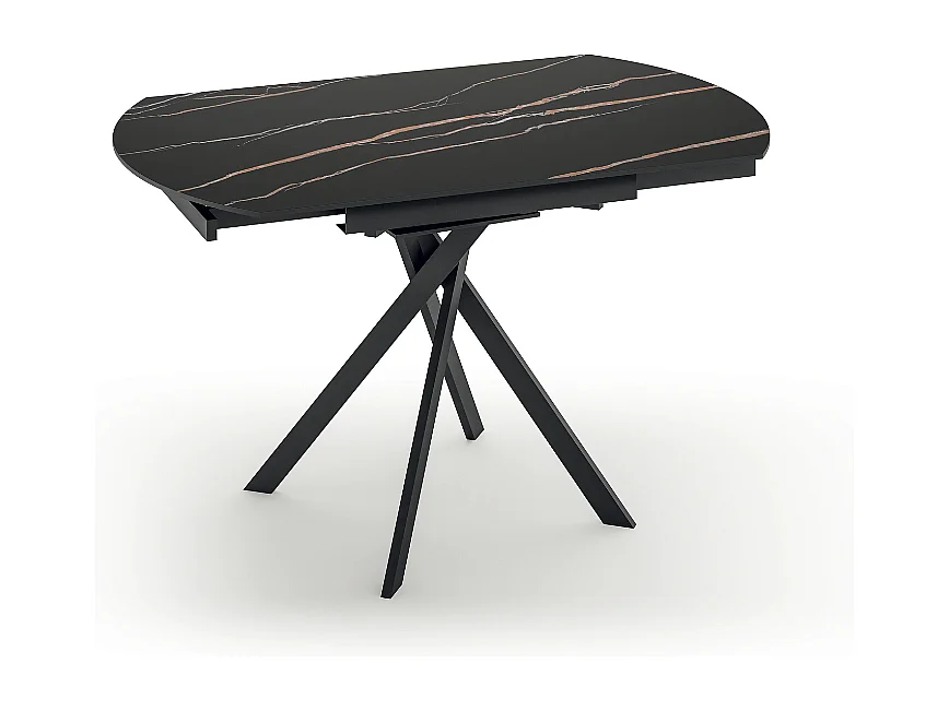 Drift, Tavolo allungabile con top in ceramica Marmo nero (120cm X 80/120cm H. 76cm)