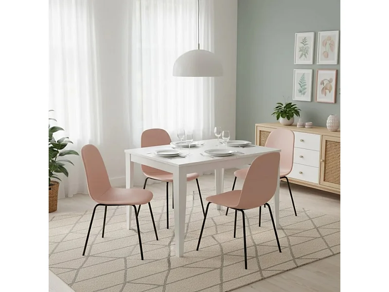 Moon,  Tavolo allungabile con top in melaminico Cemento bianco (80cm X 130/290cm H. 76cm) Made in Italy