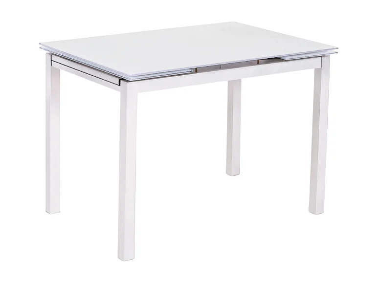 Tavolo da pranzo allungabile in vetro temperato bianco Marlow 130-200x80 cm fino a 8 posti | Duzzle