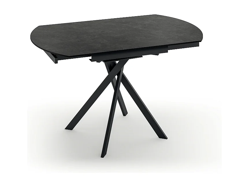 Drift, Tavolo allungabile con top in ceramica Cemento grigio scuro (120cm X 80/120cm H. 76cm)
