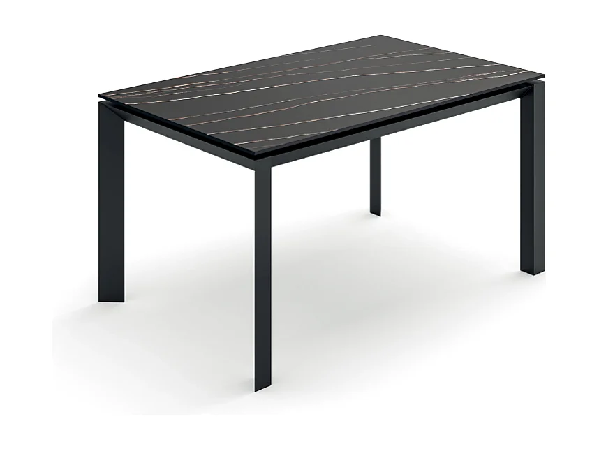 Tavolo da pranzo allungabile in ceramica effetto marmo portoro Linear 140-220x90 cm fino a 10 posti | Duzzle