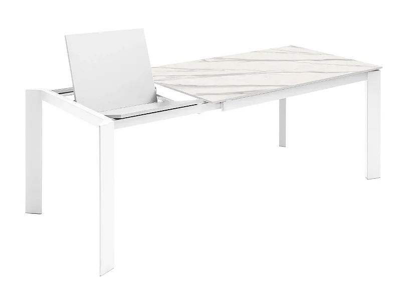 Book, Tavolo allungabile con top in ceramica Marmo bianco (90cm X 140 /190cm H. 76cm)| Duzzle