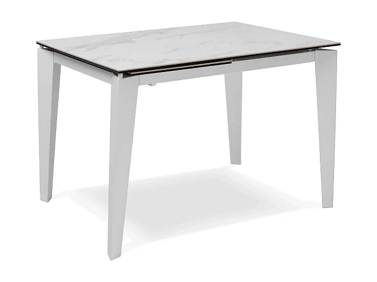 Tavolo da pranzo allungabile in ceramica su vetro effetto marmo bianco Majolica 120-170x80 cm fino a 8 posti | Duzzle