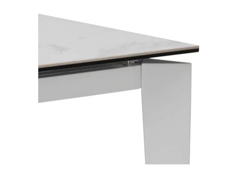Tavolo da pranzo allungabile in ceramica su vetro effetto marmo bianco Majolica 120-170x80 cm fino a 8 posti | Duzzle