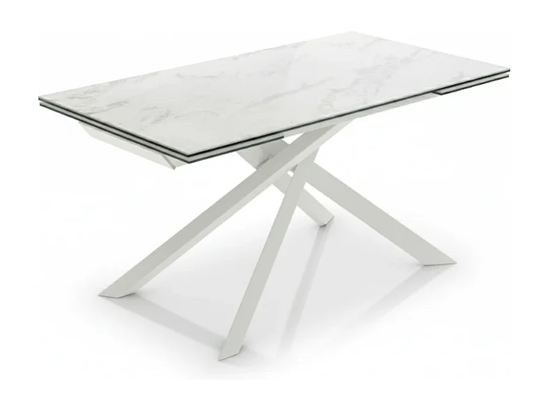Axis, Tavolo allungabile con top in ceramica su vetro Marmo bianco (90cm X 160-240cm H. 76cm)
