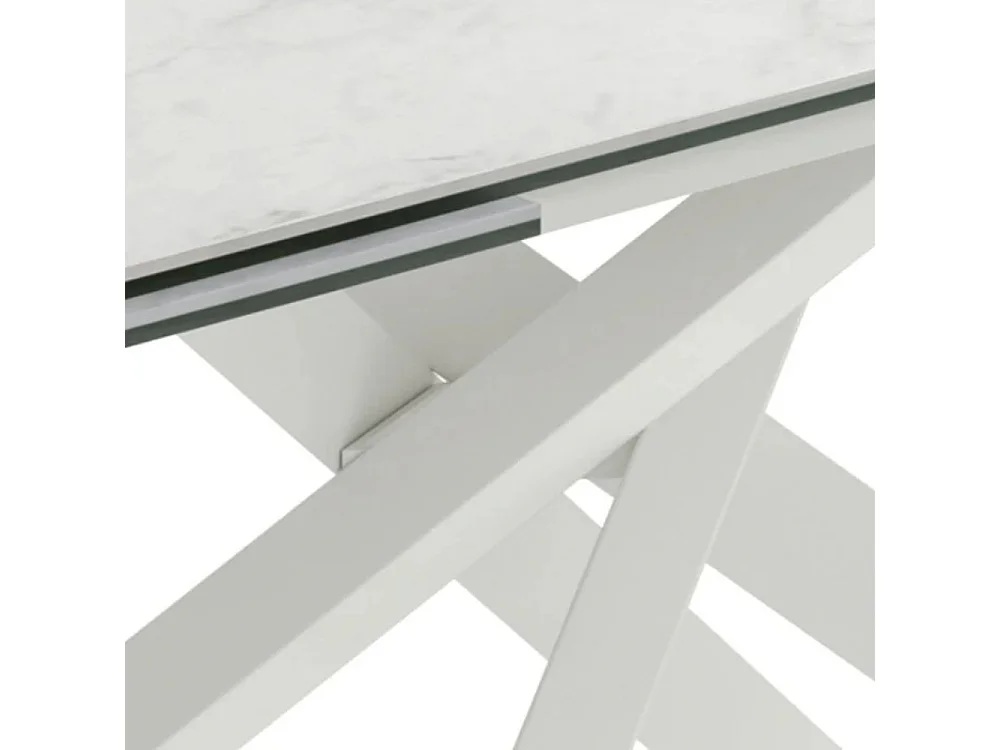 Axis, Tavolo allungabile con top in ceramica su vetro Marmo bianco (90cm X 160-240cm H. 76cm)