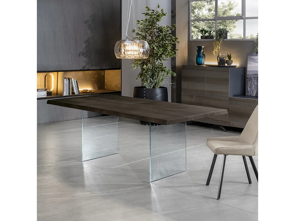 Tavolo da pranzo allungabile in legno impiallacciato rovere termocotto Forest 200-300x100 cm fino a 12 posti Made in Italy | Duzzle