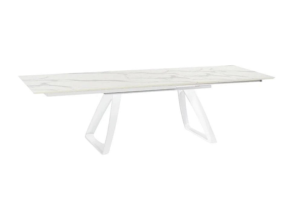 Grayson, Tavolo allungabile con top in HPL su MDF Marmo bianco (90cm X 170/270cm H. 76cm)