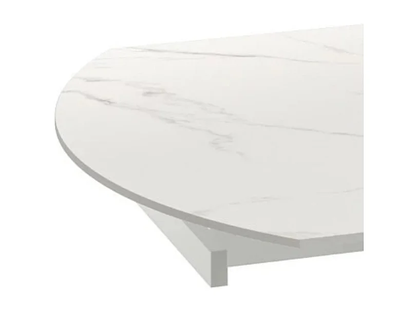 Tavolo da pranzo allungabile in ceramica effetto marmo bianco Drift 80-120x120 cm fino a 6 posti | Duzzle