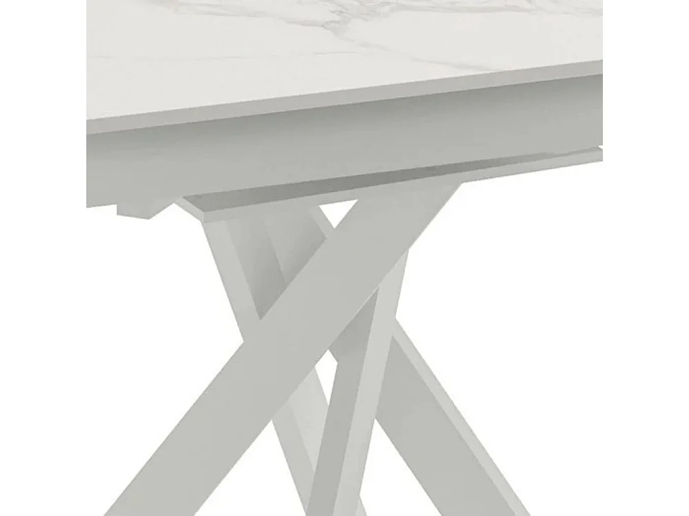 Tavolo da pranzo allungabile in ceramica effetto marmo bianco Drift 80-120x120 cm fino a 6 posti | Duzzle
