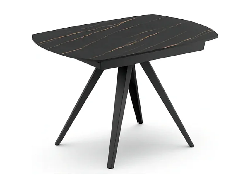 Tavolo da pranzo allungabile in ceramica effetto marmo portoro Spin 140-200x90 cm fino a 8 posti | Duzzle