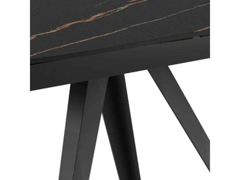 Tavolo da pranzo allungabile in ceramica effetto marmo portoro Spin 140-200x90 cm fino a 8 posti | Duzzle