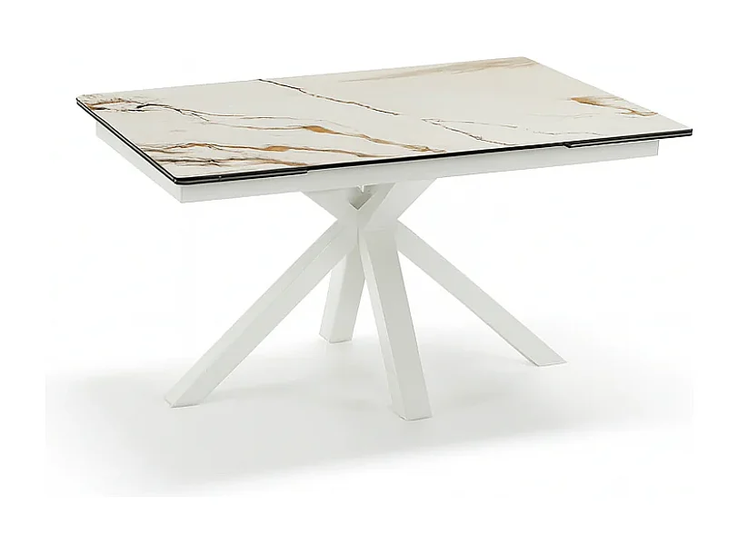 Tavolo da pranzo allungabile in ceramica effetto marmo calacatta Guernica 160-240x90 cm fino a 10 posti | Duzzle