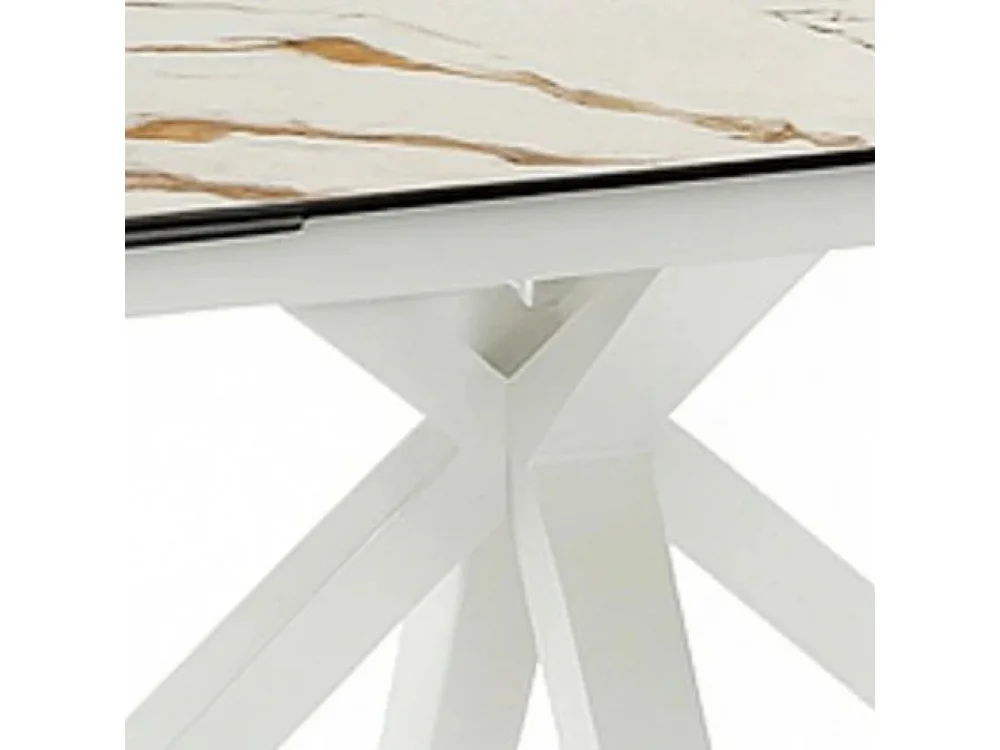 Tavolo da pranzo allungabile in ceramica effetto marmo calacatta Guernica 160-240x90 cm fino a 10 posti | Duzzle