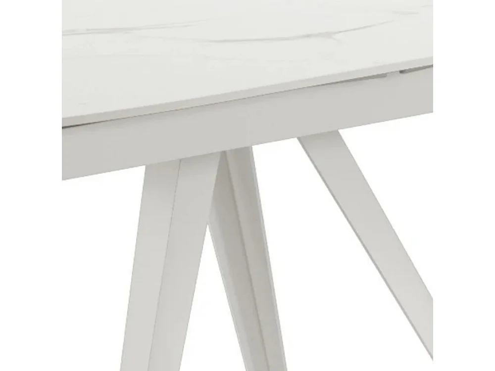 Spin, Tavolo allungabile con top in ceramica Marmo bianco (90cm X 140/200cm H. 75cm)