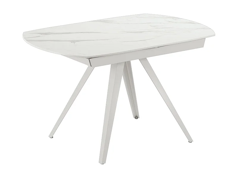 Spin,  Tavolo allungabile con top in ceramica con gambe in metallo verniciato. Allunghe interne. (90cm X 140-200cm H. 75cm)| Duzzle