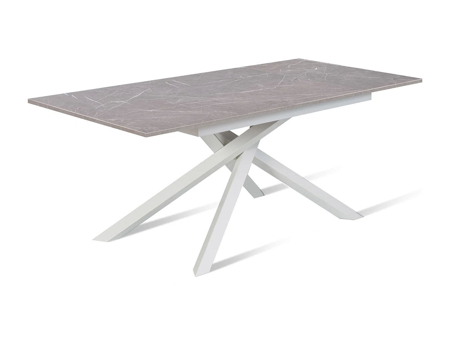 Pluto,  Tavolo allungabile con top in melaminico con gambe in metallo verniciato. Allunghe interne. (90cm X 140-190cm H. 76cm)